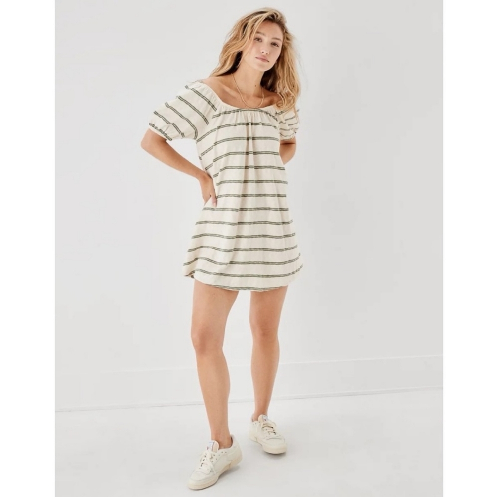 American Eagle striped off-the-shoulder dress
